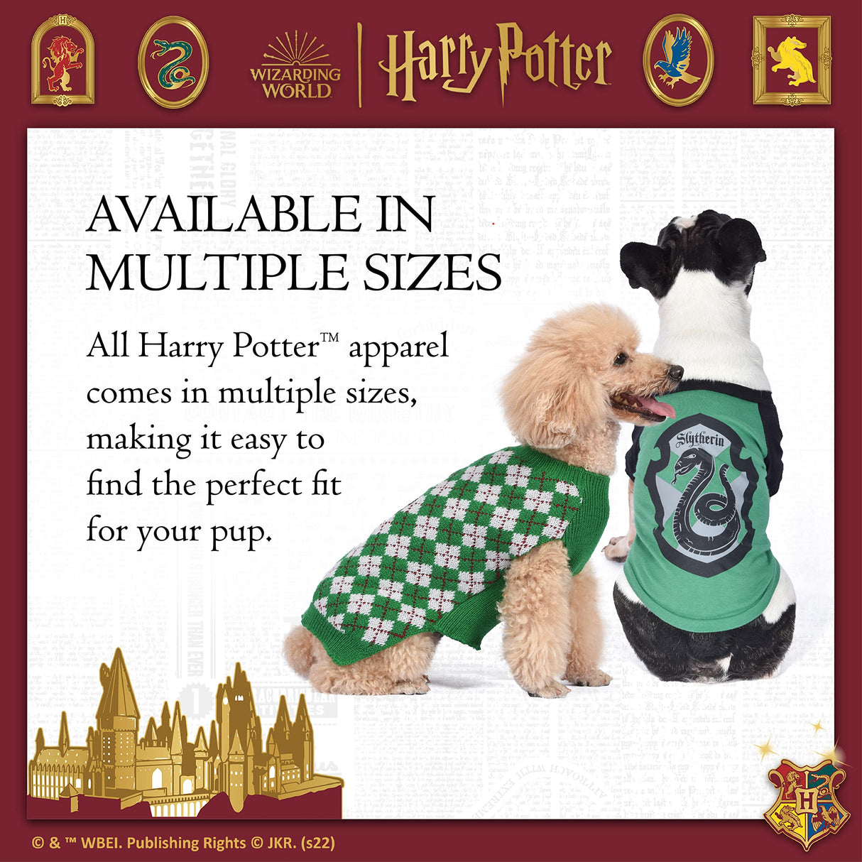Harry Potter Slytherin Dog Sweater - Pet Outerwear for Dogs - Officially Licensed Dog Apparel & Accessories for Hogwarts Houses, Size Large