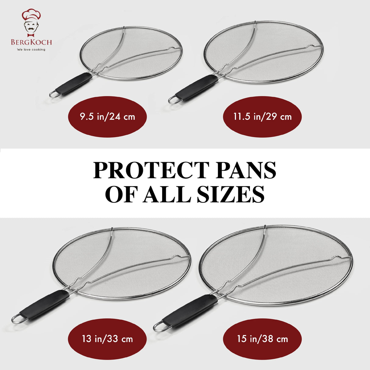Splatter Screen for Frying Pan - 13 Inch Stainless Steel Grease Splatter Guard - Cover Oil Splash when Sizzling Bacon, Cooking Fried Chicken or Popcorn
