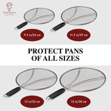 Splatter Screen for Frying Pan - 13 Inch Stainless Steel Grease Splatter Guard - Cover Oil Splash when Sizzling Bacon, Cooking Fried Chicken or Popcorn