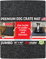 Drymate Premium Dog Crate Mat Liner, Absorbent, Waterproof, Non-Slip, Washable Puppy Pee Pad for Kennel Training - Use Under Pet Cage to Protect Floors, Cut to Fit Design (USA Made) (Dgrey)(30”x45”)