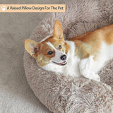 WNPETHOME Calming Dog Beds for Large Dogs, Anti-Anxiety Donut Large Pet Bed, Fluffy Faux Fur Plush Dog Bed，Warming Cozy Soft Round Lagre Dogs Bed for Pet, Cat Cuddler Cushion Bed