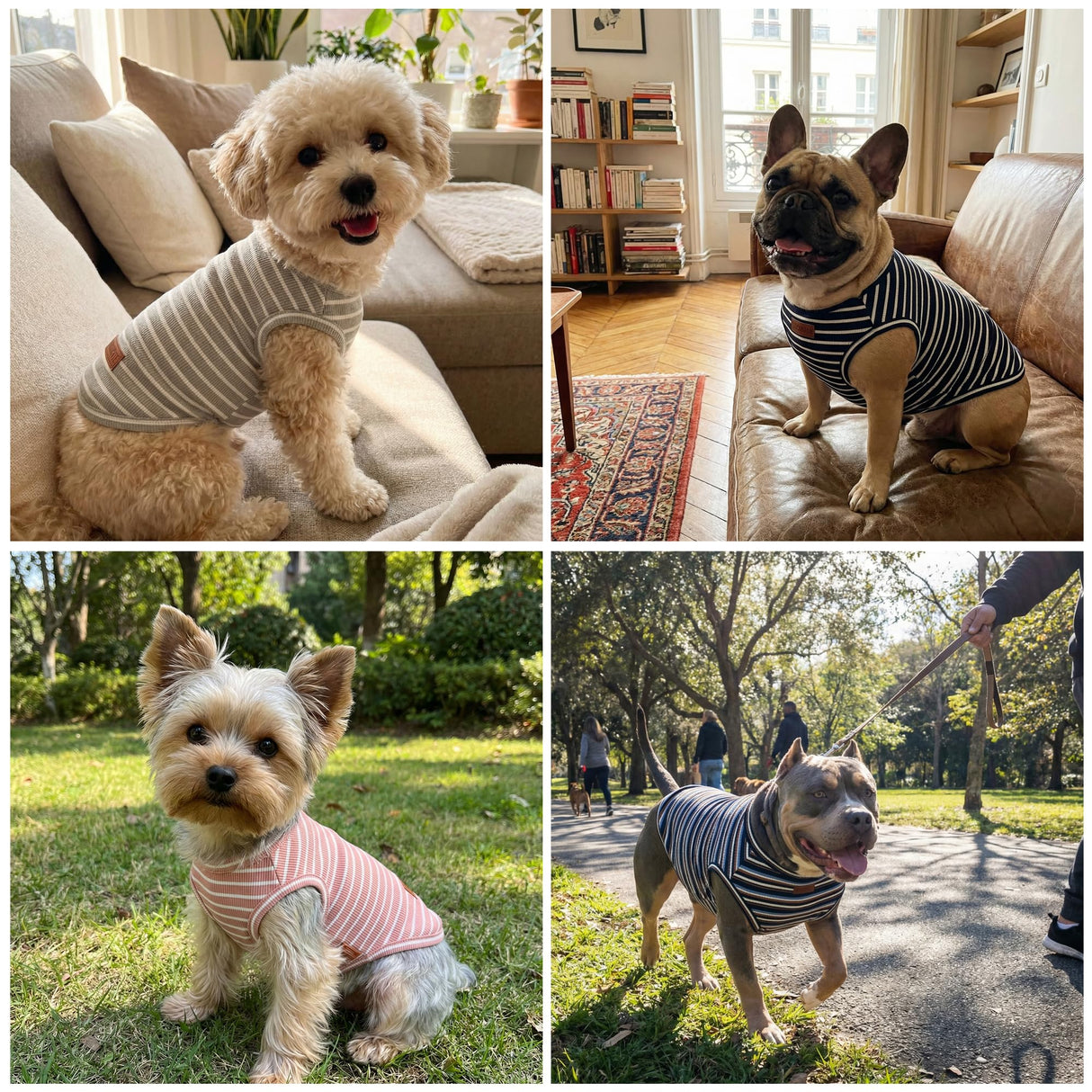 3Pack Dog Shirt Cotton Striped T-Shirts Stretchy Comfortable Pet Vest for Puppy and Cat Super Soft Dog Shirts Vest Sleeveless Breathable Basic Clothes for Small Medium Large Boy Girl Dogs