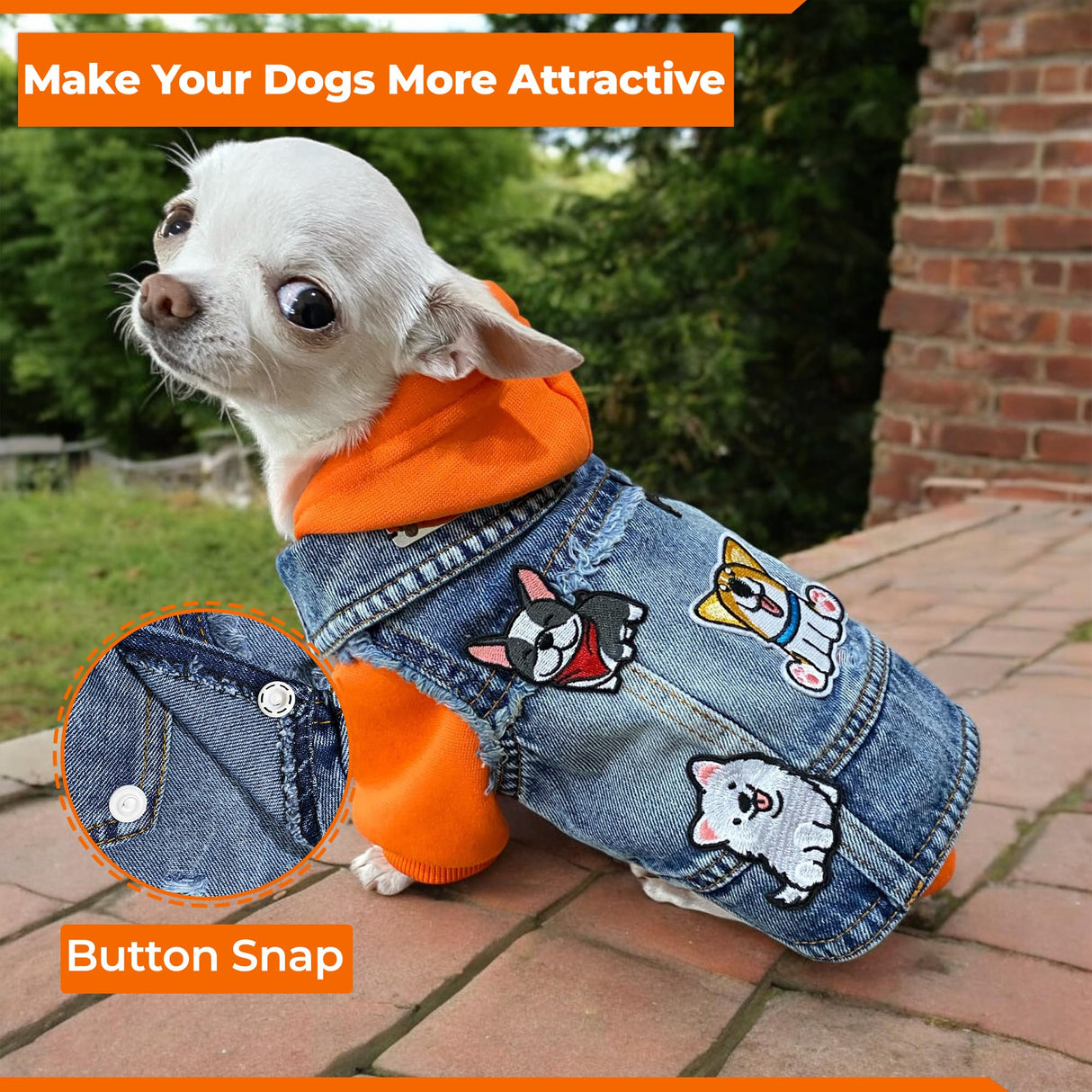 PERRINA Dog Jean Jacket - Cute Dog Outfits for Small & Medium Pets - Light & Breathable Denim Vest - Stylish Denim Cat Jacket Unique Designs - Easy to Wear & Take Off-Cool Puppy Clothes (XX-Large)