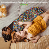 LovinPet Large Big Dog Onesies, Wound Care/Post Surgery Dog Shirt, Stop Shedding for Dogs, Pet Anxiety Relief Pajamas, PJ's for Dogs, Reflective Stripe, Gears and Black Print, Pet PJ's, L