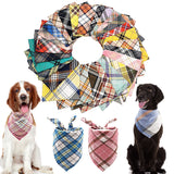 PET SHOW 50 Pack Bulk Plaid Cotton Dog Bandanas Small Female Male Cat Puppies Bibs Washable Triangle Head Scarfs Wholesale Medium Dogs Bandana Photo Prop Grooming Accessories