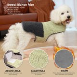 cyeollo Warm Dog Coat Sherpa Dog Winter Coat, Reversible Fleece Dogs Jackets Sweater Vest for Small Medium Dogs Male with Leash Hole, Soft Cold Weather Pet Clothes, Khaki XL