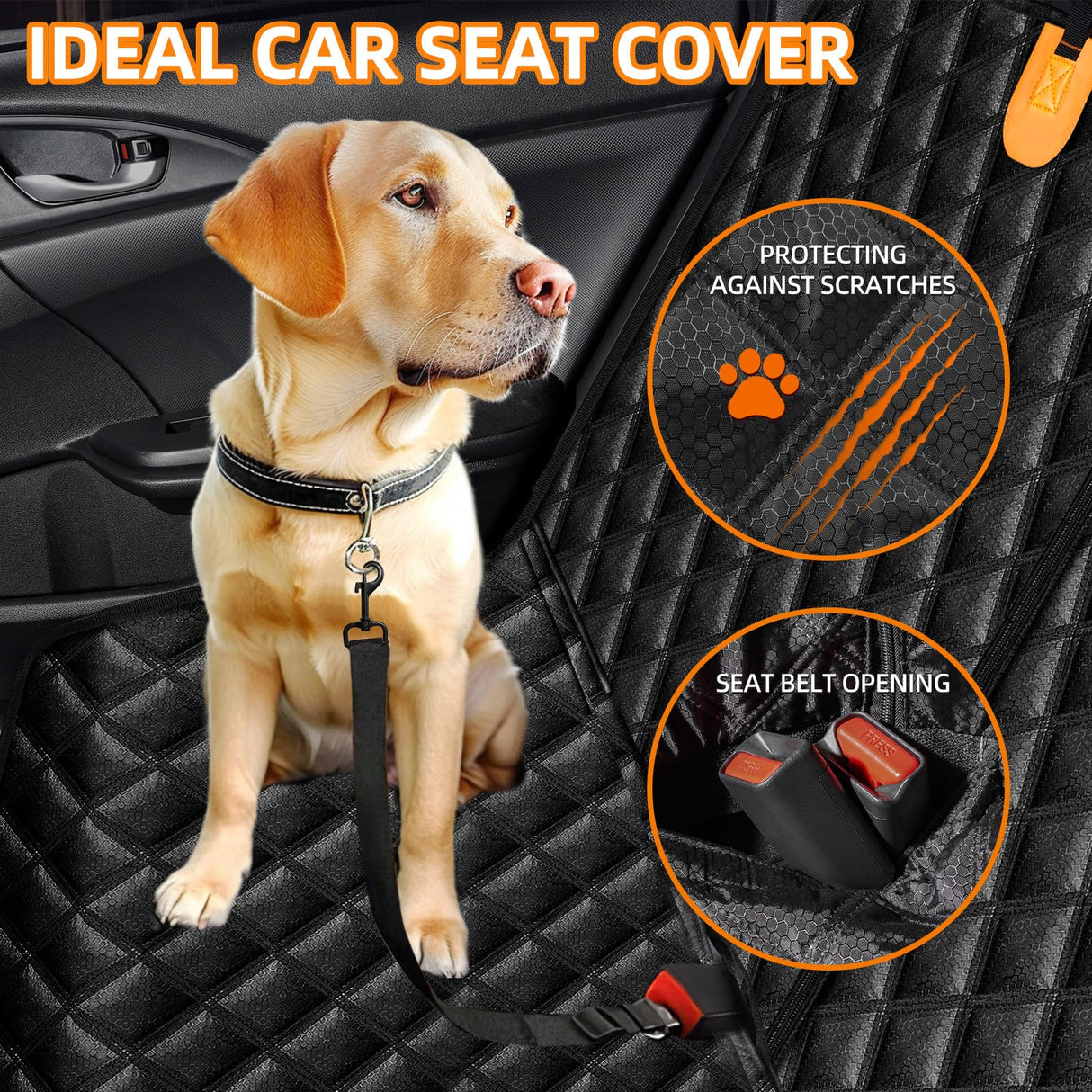 LEHNI Dog Car Seat Cover for Back Seat - Waterproof and Scratchproof Back Seat Cover for Dogs Nonslip Car Seat Cover for Dogs Fits for Cars and SUVs
