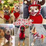 KYEESE Dog Christmas Sweater, Warm Dog Sweater for Small Dogs Boy Girl with Reindeer Antler Hood, Classic Winter Knitwear with Leash Hole, Soft Stretchy Fabric, Cozy Pet Clothes, Small