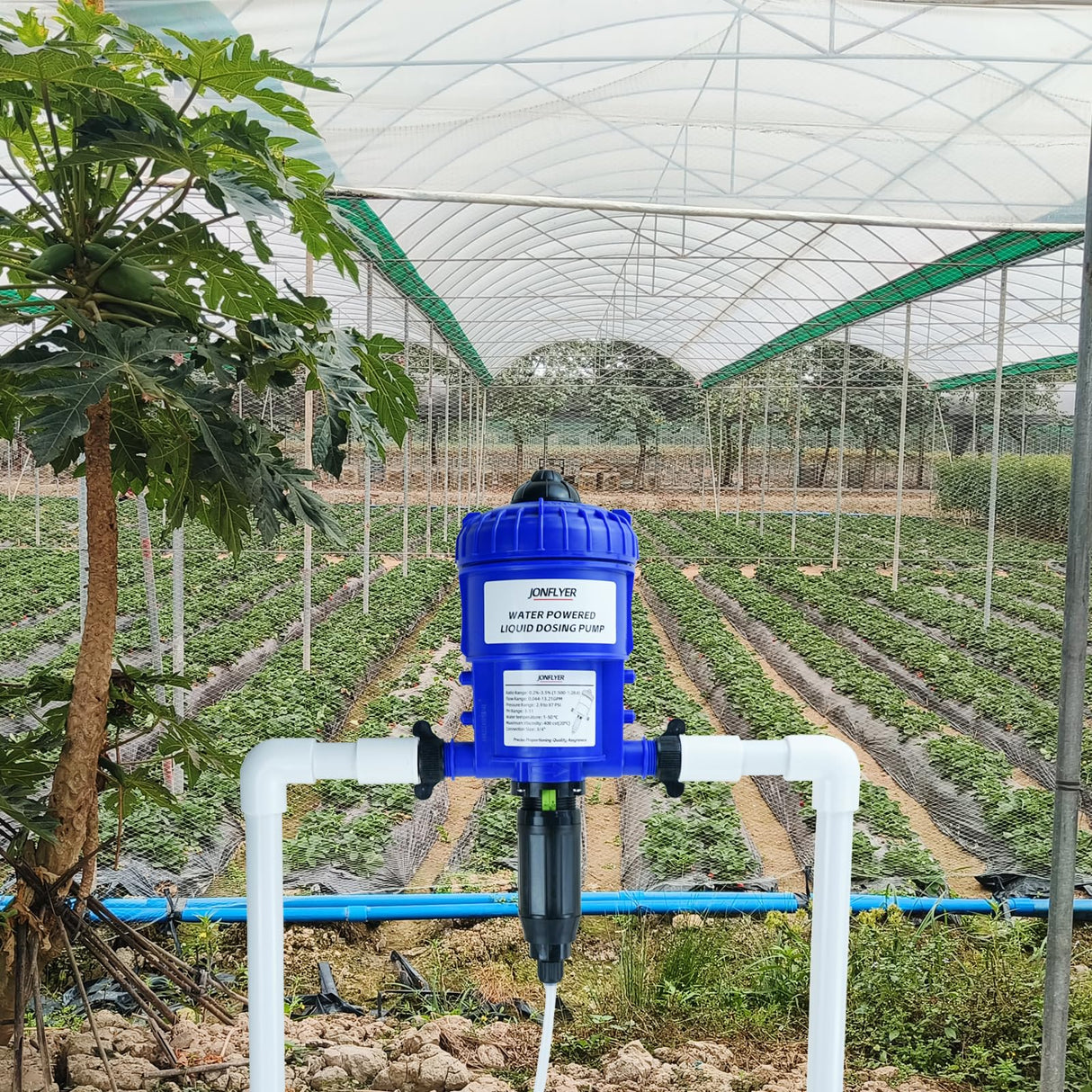 JONFLYER GEN Ⅱ 0.2-3.5% Fertilizer Injector Automatic Chemical Liquid Dosing Pump,13.21 GPM,POM Housing,Water Powered Liquid Dispenser for Drip Irrigation Garden Greenhouse Livestock Water Well