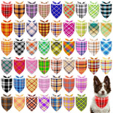 JpGdn 200PCS Dog Bandanas Plaid for Large XL XXL Breed Dogs Bulk Big Dog Bandanas Kerchief Washable Stitching Edge Selvedge Sewing Triangle Bibs Head Scarves Scarfs for Grooming Accessories