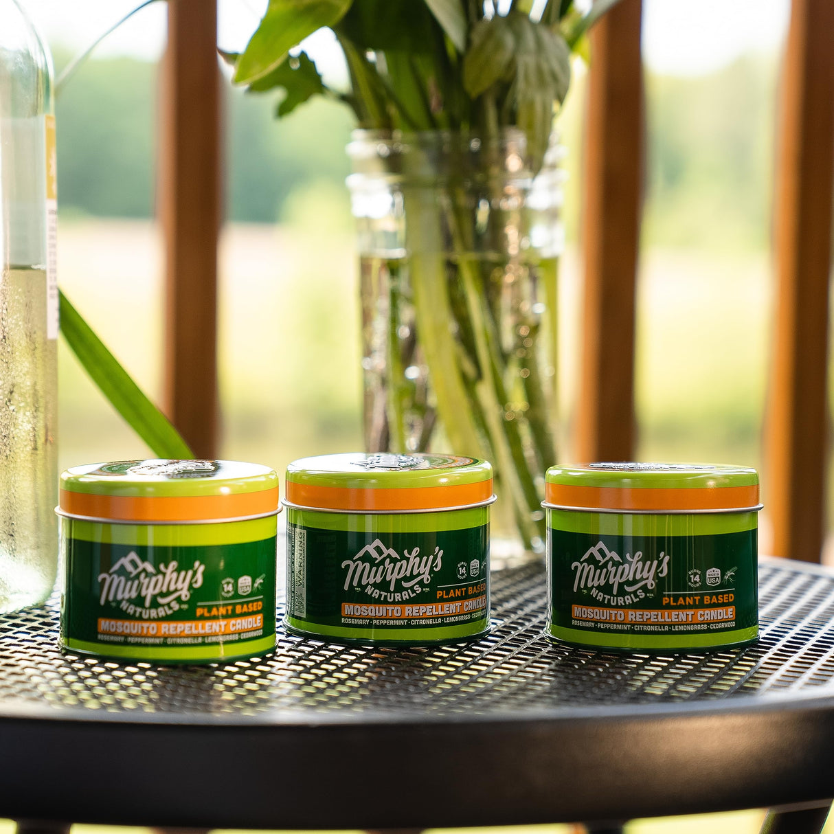Murphy’s Naturals Mini Mosquito Repellent Candle Trio Pack | Made with Plant Based Essential Oils | 14 Hour Burn Time Per Candle | Three 3.5oz Candles Per Box