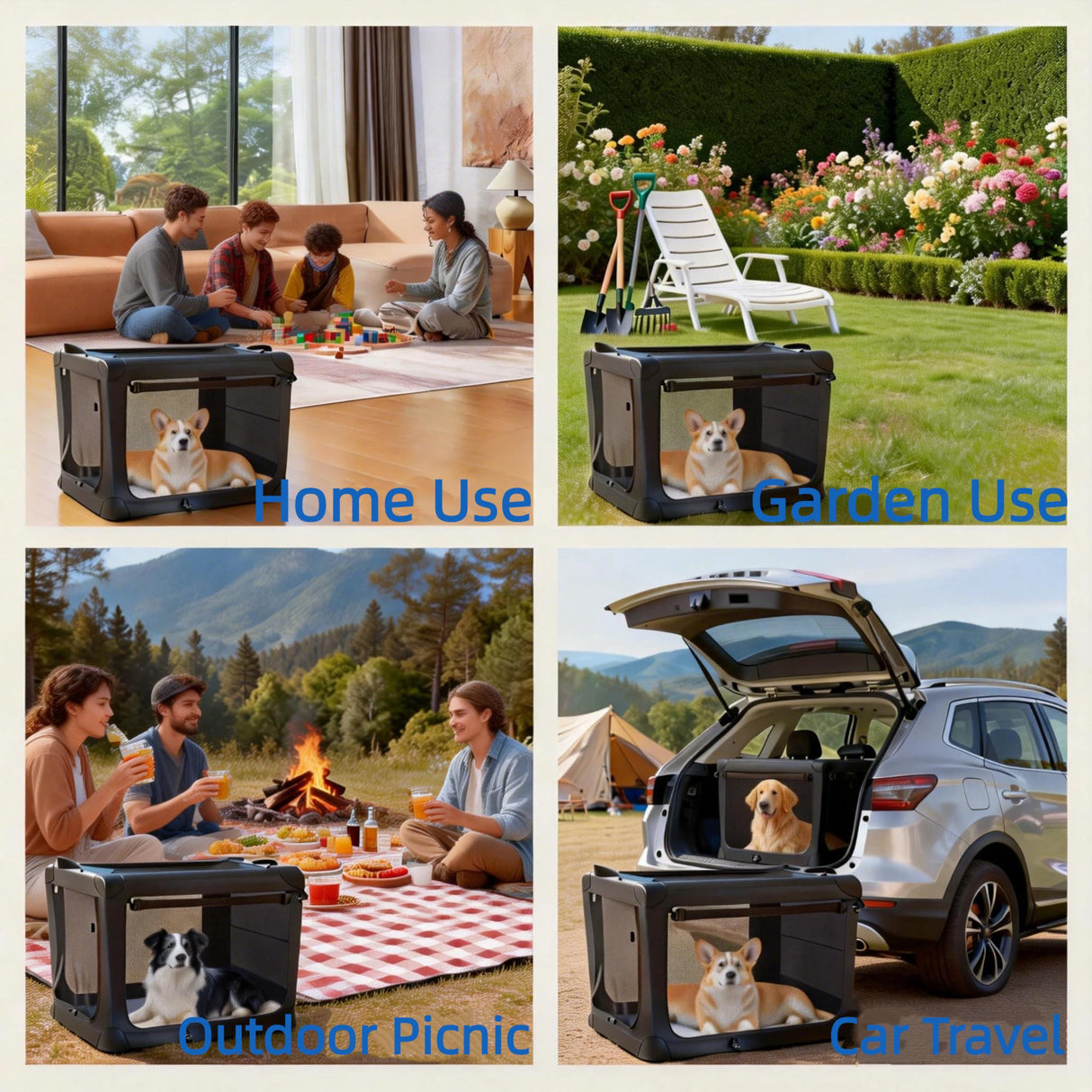 Simple Deluxe Collapsible 24 Inch Dog Crate for Small Dogs, Portable Travel Dog Crate 3-Door Foldable Soft Kennel with Durable Mesh Windows for Indoor & Outdoor, Black