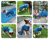 Vilichi Dog Raincoat, Waterproof Jacket, Windproof & Lightweight Outdoor Rain Coat, Body Coverage Poncho,with Storage Bag, Blue, for Medium Breed (Large)