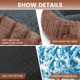 Dog Beds for Medium Dogs 32x24 Inch, Comfort-Sided Orthopedic Dog Bed Couch with Breathable Shredded Memory Foam, Faux Rabbit Fur Pet Bed, Non-Detachable, Non-Slip, Machine Washable