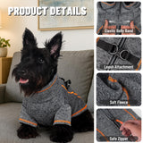 Vitiswap Reflective Dog Jacket, Warm Dog Fleece Sweater Zip Up Sweaters for Small Dogs Clothes Boy Cold Weather Coats with D-Ring for Leash, Grey Large