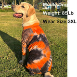 PriPre Dog Pajamas for Large Dogs Cotton Tie dye Pet Clothes Dog Onesie Jumpsuit Pet Sleeper Shirts Full Coverage Dog pjs (3XL, Black Orange)