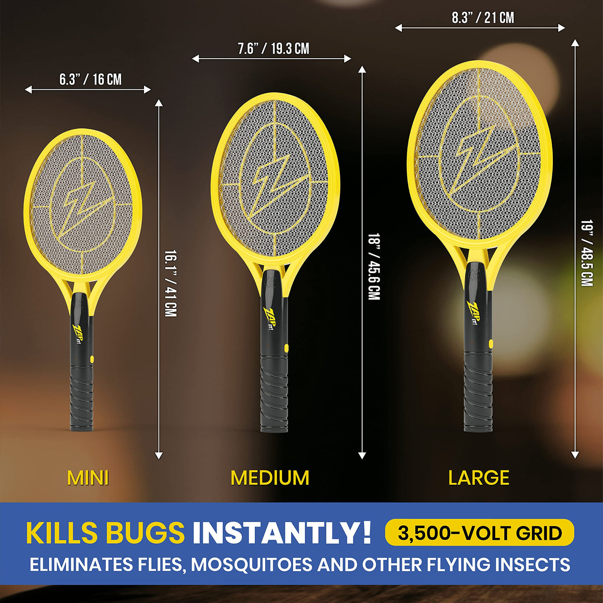 Zap It Electric Fly Swatter Racket & Mosquito Zapper - High Duty Battery Powered 3,500 Volt Electric Bug Zapper Racket - Fly Swatter Electric - Fly Killer Fly Swatter for Indoors (2 AA Included)