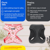 Blueberry Pet Soft & Comfy Made Well Elegant Floral No Pull Mesh Dog Harness Vest in Sleek Black, Chest Girth 17.5"-21", Small, Adjustable Harnesses for Dogs