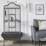 Yaheetech Extra Large Bird Cage 63'' Open Play Top Bird Cage for African Grey Parrots/Amazon Parrot/Caiques/Macaw with 360° Wheels