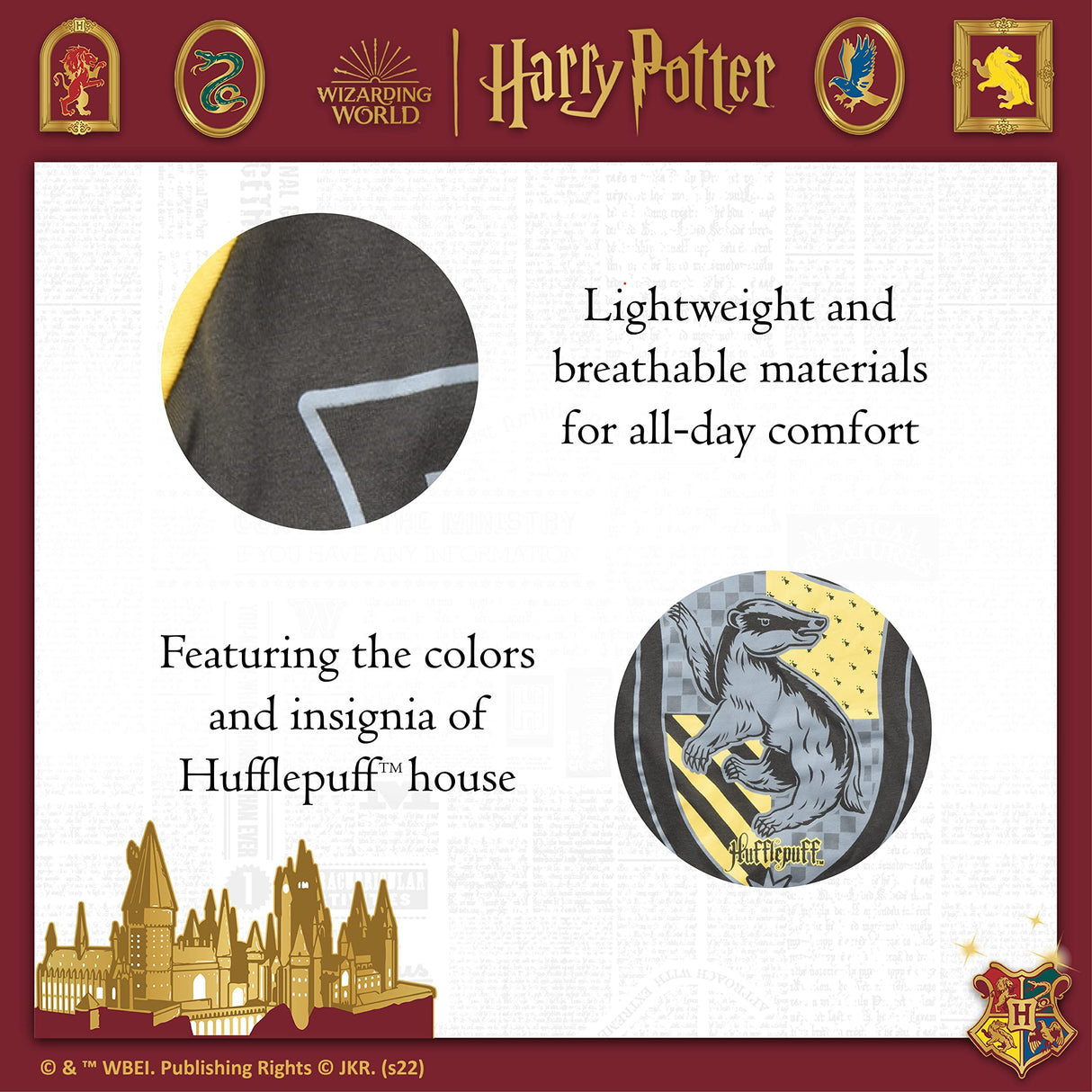 Harry Potter Hufflepuff Dog T-Shirt - Pet Costume Shirt for Dogs - Officially Licensed Dog Apparel & Accessories for Hogwarts Houses, Size Medium