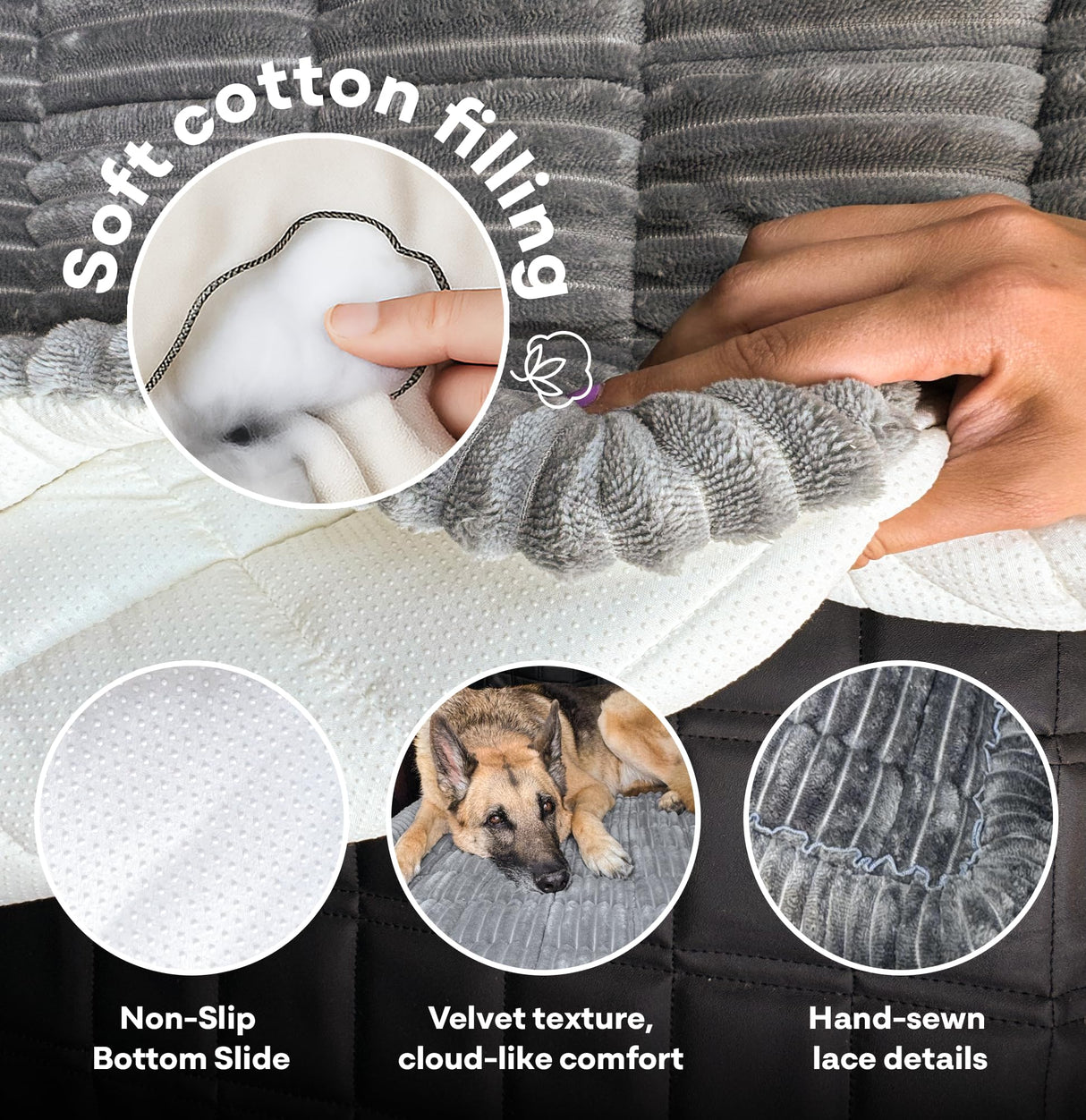 APetsPlanet Dog Bed for Car Back Seat Extender - Non-Slip Backseat Cushion for Dogs - Travel Plush Pet Mat Topper for Cars, Trucks, SUVs - Machine Washable Pad Blanket - Grey, 54" x 24.8"