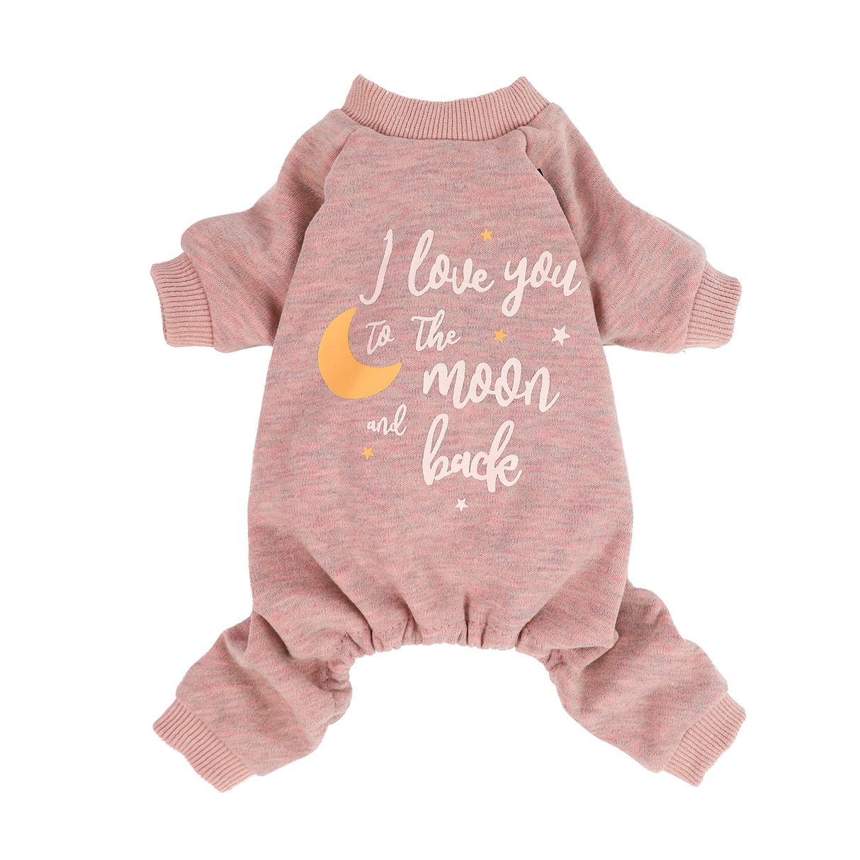 Fitwarm I Love You to The Moon and Back Dog Pajamas, Dog Clothes for Small Dogs Girl, Pet Onesie, Cat Outfit, Mid-Weight Velvet, Pink, Large