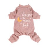 Fitwarm I Love You to The Moon and Back Dog Pajamas, Dog Clothes for Small Dogs Girl, Pet Onesie, Cat Outfit, Mid-Weight Velvet, Pink, Large