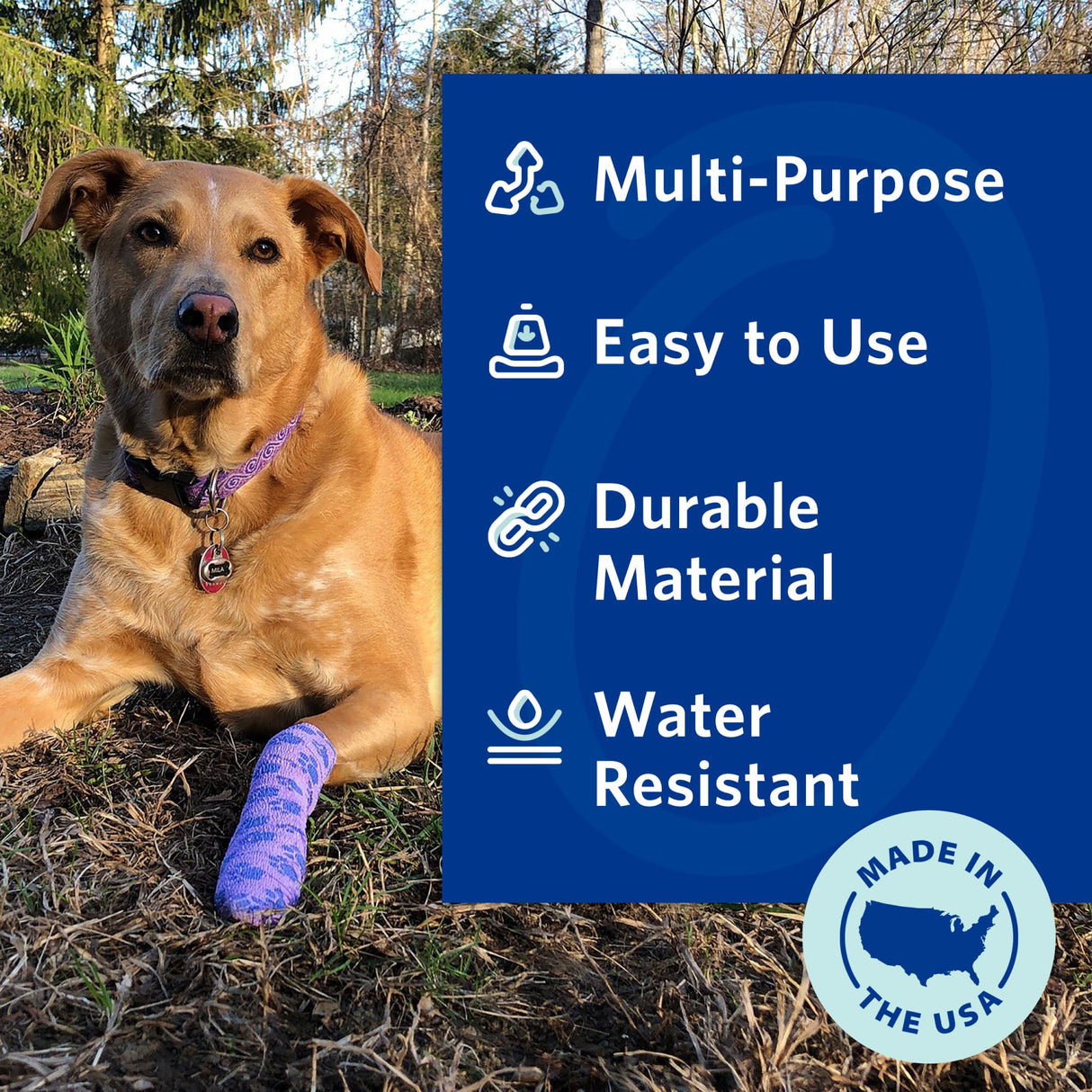 OVIK Health PetFlex No Chew – Flexible Self-Adhering Elastic Bandage for Wound Care – First Aid Wrap for Small Animals Like Dogs, Cats, and Other Pets - 2 inch, 6 Rolls