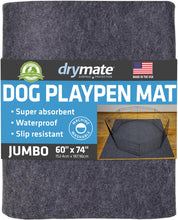 Load image into Gallery viewer, Drymate Jumbo Dog Playpen Mat (60x74), Super Absorbent, Waterproof, Slip-Resistant, Machine Washable, Reusable Puppy Pad for Training, Whelping, Housebreaking, Incontinence, Crate, Kennel (USA Made)
