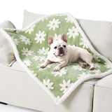 LE SURE Waterproof Dog Blanket for Medium Dogs - Washable Double Sided Dog Blankets with Warm Jacquard Shag and Soft Sherpa Fleece, Pet Cat Blanket for Couch Protection, 3D Textured Cloud, Green