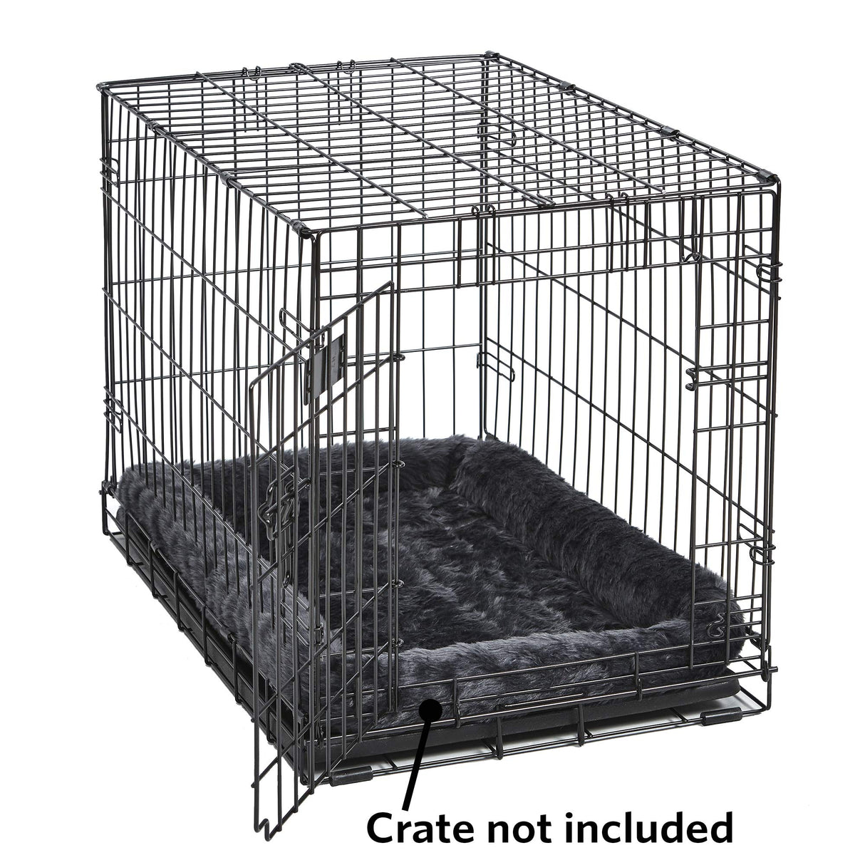 MidWest Homes for Pets Dog Bed – Gray Faux Fur Bolster, Ultra-Soft and Machine Washable, Fits 24-Inch Crates and Carriers, for Small Dogs and Cats