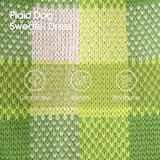 Dog Sweater Dress Plaid Knitwear for Small Medium Dogs Warm Puppy Pet Turtleneck Stretch Pullover Cute Fall Winter Vest Clothes with Leash Hole for Christmas (Green, L)