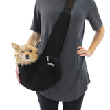 Cloak & Dawggie Dog Sling Carrier Tiny XXS Extra Extra Small Dogs, Puppy Toy Teacup Wearable Adjustable Pet Cross Body Shoulder Bag Waterproof Nylon Travel My Canine Kids (8722) (3-7 lbs, Black)