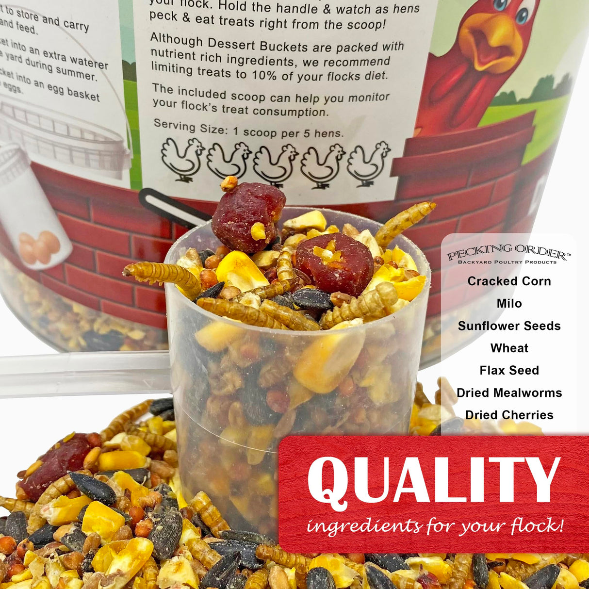 Pecking Order Dessert Bucket Mealworm Sprinkles - 5 LB