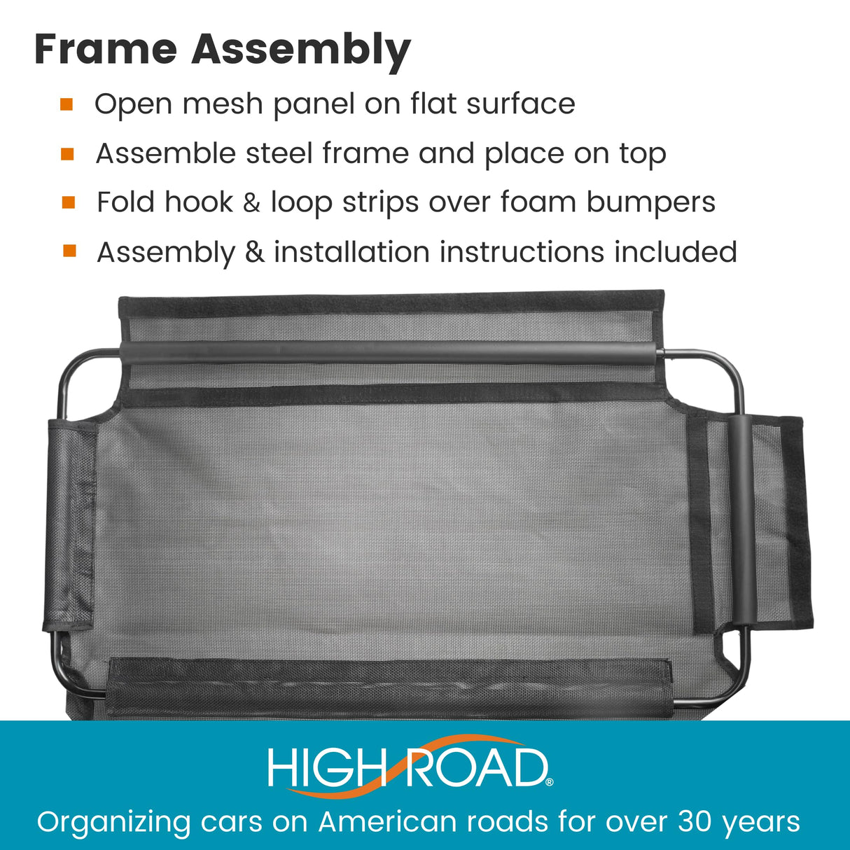 High Road Back Seat Barrier for Dogs - Car Divider for Dogs for Behind Front Seat - Padded Steel Frame with Heavy Duty Coated Dog Net Barrier for Car, Truck or SUV