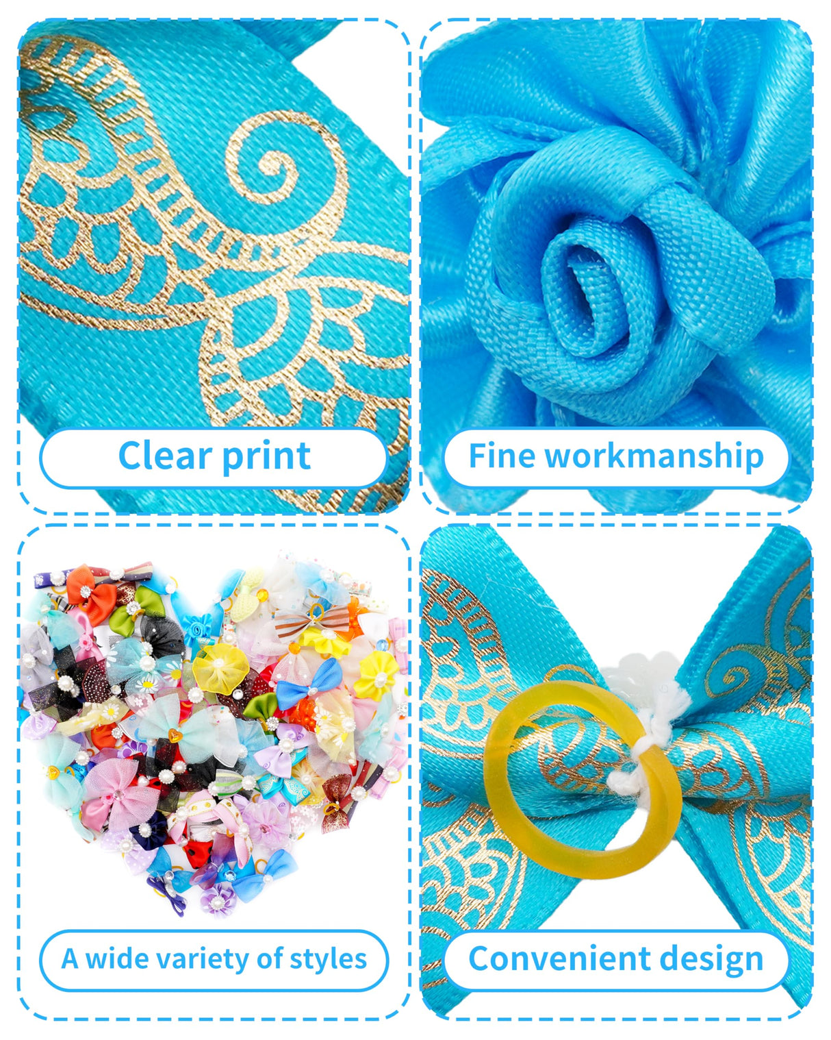 PET SHOW 100 Pack Dog Hair Bows with Rubber Bands for Small Medium Dogs Girls Boys Female Male Puppies Yorkies Topknot Cats with Long Hair Assorted Random Pet Grooming Accessories