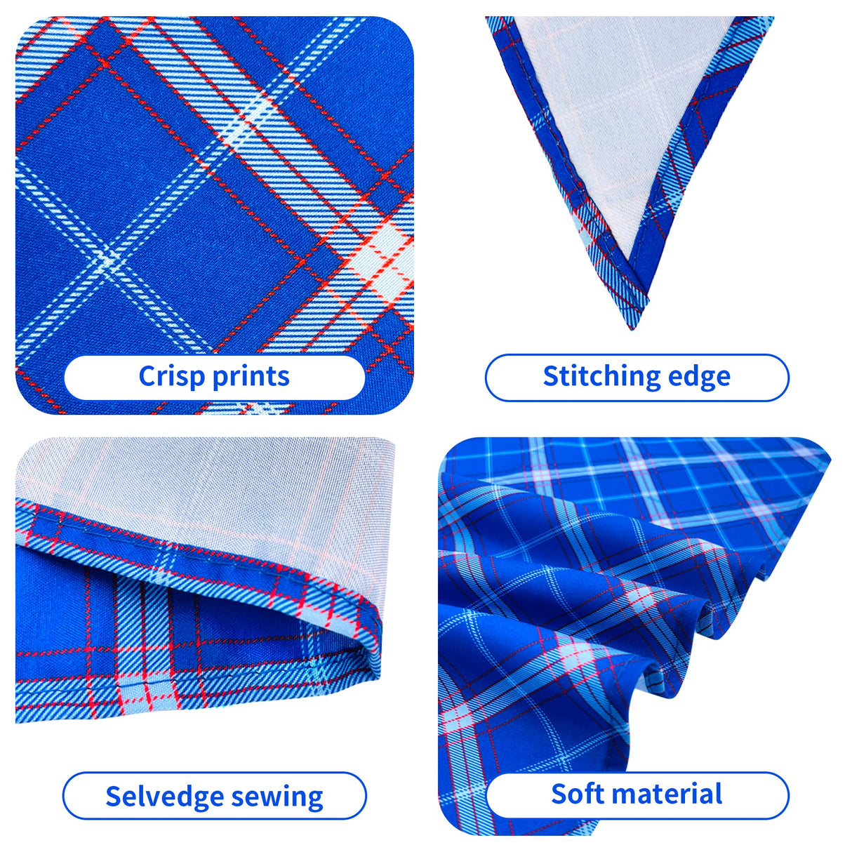 JpGdn 200PCS Dog Bandanas Plaid for Large XL XXL Breed Dogs Bulk Big Dog Bandanas Kerchief Washable Stitching Edge Selvedge Sewing Triangle Bibs Head Scarves Scarfs for Grooming Accessories
