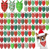 Jeere 100 Pcs Christmas Dog Bandanas Bulk Xmas Red and Green Bandanas for Dogs Triangle Kerchief Bibs Scarf Set for Pet Christmas Costume Photo Props Accessories Pet Shops Groomers Owners, 25 Styles