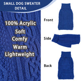 Dog Sweaters Small Dog Clothes Winter Turtleneck Puppy Sweater Warm Pet Cat Sweater Doggy Pullover Outfit with Twisted Design XS~XL(Navy Blue, X-Large)