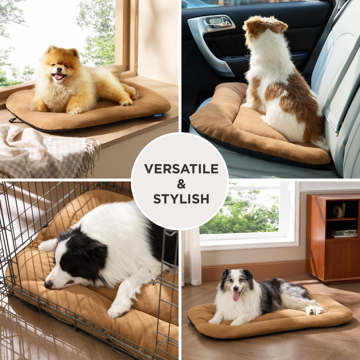 Bedsure Washable Dog Crate Pad for Extra Large Dogs, Anti-Slip Puppy Kennel Dog Bed for Crate - Ultra Soft Fleece Flat Thin Pet Mat (Not Chew Proof), Brown XXL 47"x29"