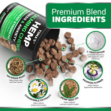 Load image into Gallery viewer, Hemp Calming Chews for Dogs - 240 Treats - Advanced Dog Calming Chews - Anxiety Relief Supplement Treats with Melatonin - Sleep Aid for Separation, Barking, Stress, Hip and Joint Support Made in USA
