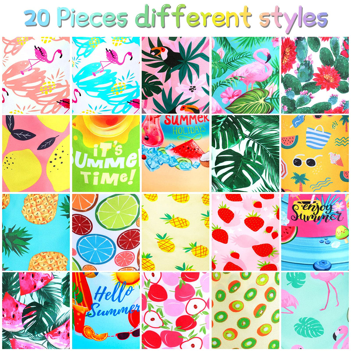 Frienda 20 Pcs Summer Spring Dog Bandanas Hawaiian Style Washable Triangle Pet Bibs Assortment Puppy Kerchief Accessories for Small Medium Pets Dogs Cats(Large)