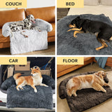 Codi Calming Dog Bed for Couch – Anti-Anxiety Sofa Protector Mat for Medium Dogs, 35''x31''x5'', Machine Washable, Fluffy & Cozy with Non-Slip Bottom, Light Grey