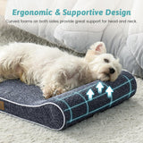 COZY KISS Orthopedic Dog Bed for Medium Dogs up to 65 lbs - Removable Washable Cover with Waterproof Lining & Non-Skid Bottom, Cotton-Polyester Blend Boat-Shaped Lounger Mattress, M(36x24x5.5in), Blue