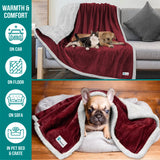 PetAmi Dog Blanket for Medium Large Dogs, Pet Bed Blanket Cat Puppy Kitten, Fleece Furniture Couch Cover Protector Sofa Car, Soft Sherpa Dog Throw Plush Reversible Washable, 40x60 Maroon Red