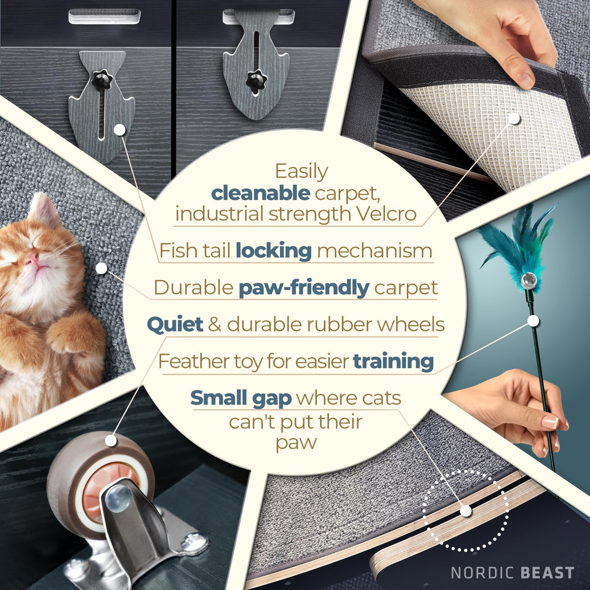 Nordic Beast 48'' XL Cat Wheel – Safe, Quiet & Stable Exercise Wheel for Large Indoor Cats up to 45 lbs – 15.7'' Extra-Wide Surface Fits 2 Cats Side by Side & Prevents Wobbling, 1-Year Warranty