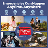 Dog First Aid Kit for Hiking & Travel - Vet Approved Emergency Supplies - Pet First Aid Kit Guide, Tick Remover, Thermal Blanket & More - Compact Dog Hiking Gear for Camping, Hunting, Backpacking