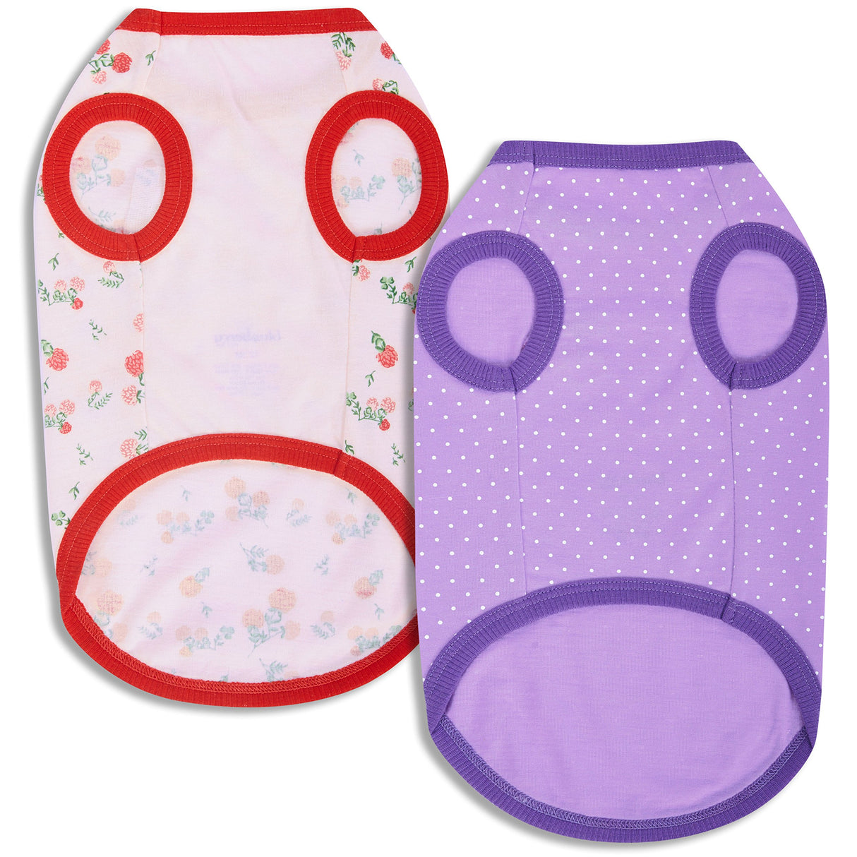Blueberry Pet Pack of 2 Soft & Comfy Spring Hope Floral Cotton Blend Dog T Shirts Tank Top, Back Length 10", Clothes for Dogs