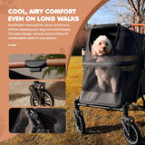 AdventEdge Premium Large Dog Stroller for Pets up to 55lbs, Dog Stroller for Medium Dogs, All-Terrain pet Stroller with Carbon Steel Frame & Breathable Mesh, Black & Grey (Large)