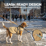 SKIPGEAR Dog Winter Vest with Fur-Safe Buckle (No Hook & Loop), Water-Repellent Fleece Lined Jacket, 360° Reflective, Leash Hole & Leg Straps, Adjustable for Hiking & Active Dogs (Brown, X-Small)